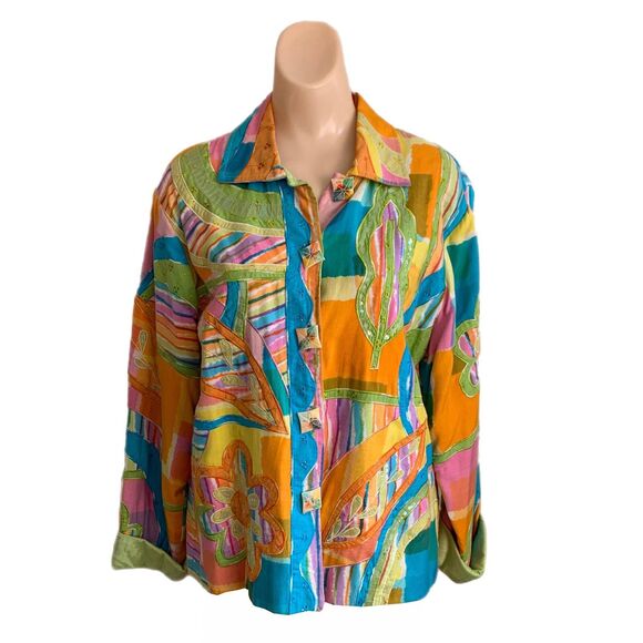 Sandy Starkman Womens Art to Wear Blazer Medium Maximalist Colorful Spring